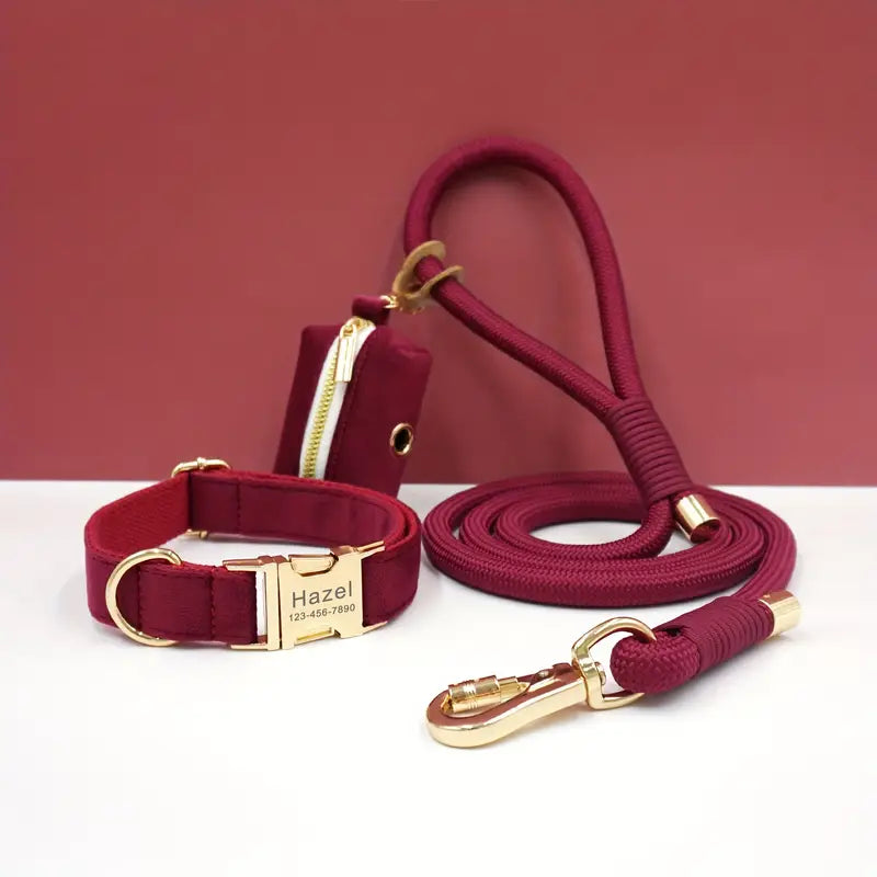 Luxury Dog Collar, Adjustable Cowhide Neckband for Medium to Large Dogs, Durable Pet Collar with Gold-Tone Buckle