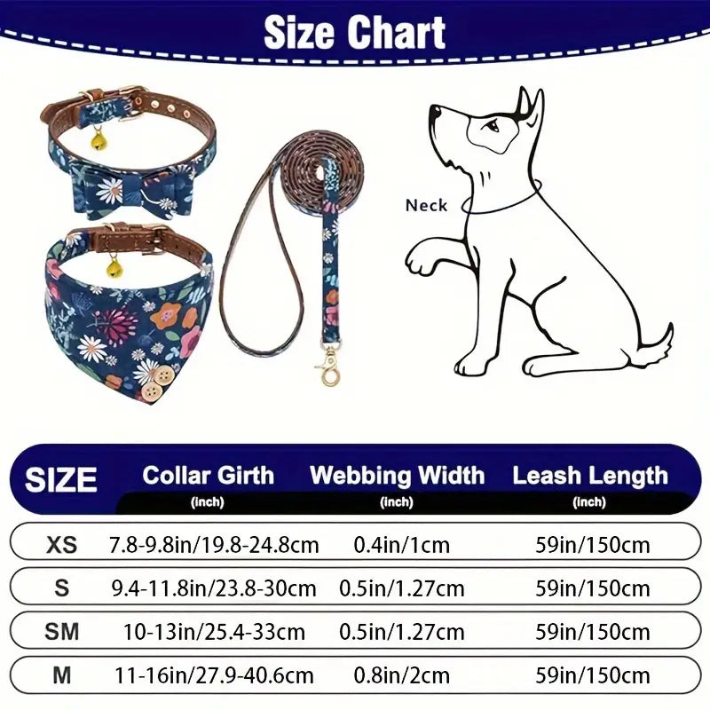 Custome Dog Collar And Leash Set, Classic Dog Bandana Collar With Bell, Dog Leash, Adjustable Collars For Small Medium Large Dogs, Holiday Ideal Gift