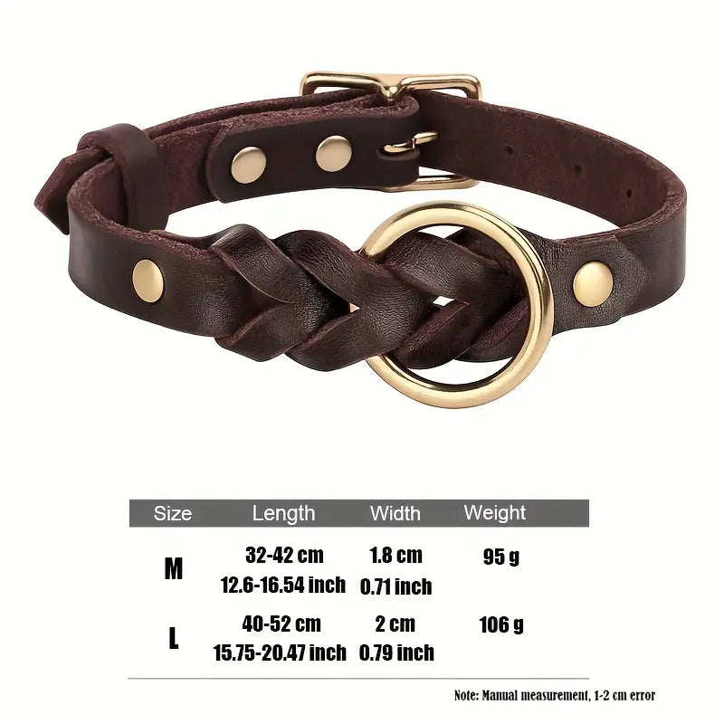 CUSTOMZ  Luxury Dog Collar, Adjustable Cowhide Neckband for Medium to Large Dogs, Durable Pet Collar with Gold-Tone Buckle