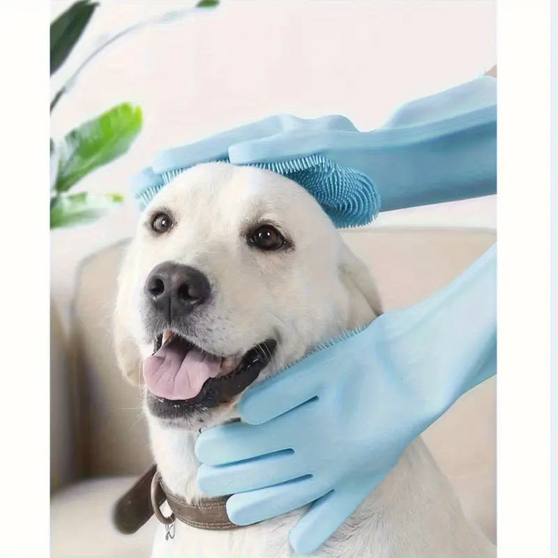Pet Bath Gloves - Silicone Massage Brush for Dog Grooming & Hair Removal