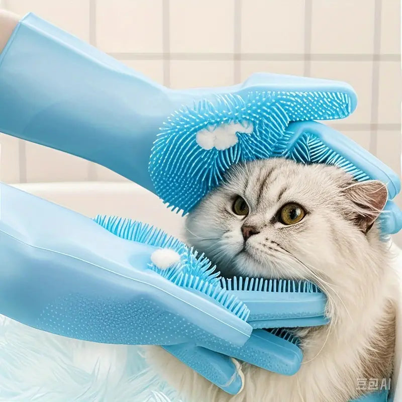 Pet Bath Gloves - Silicone Massage Brush for Dog Grooming & Hair Removal