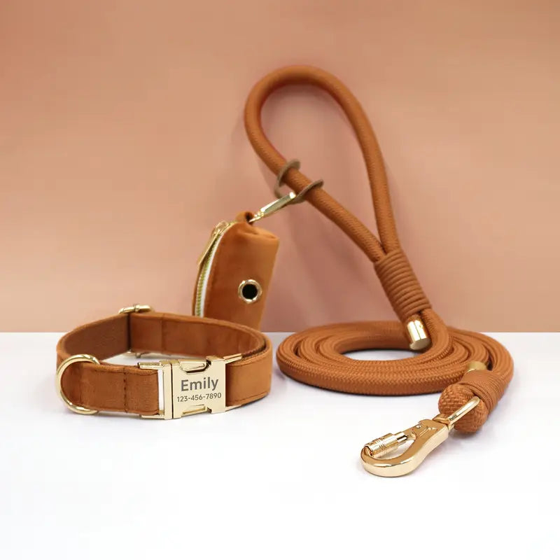Luxury Dog Collar, Adjustable Cowhide Neckband for Medium to Large Dogs, Durable Pet Collar with Gold-Tone Buckle