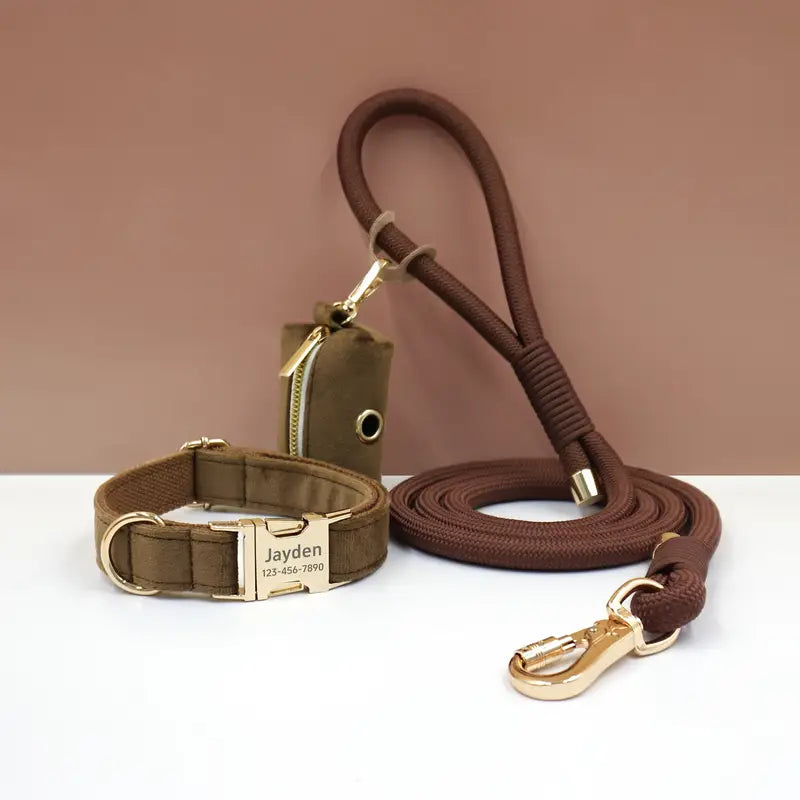 Luxury Dog Collar, Adjustable Cowhide Neckband for Medium to Large Dogs, Durable Pet Collar with Gold-Tone Buckle