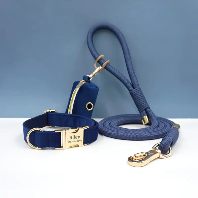 Luxury Dog Collar, Adjustable Cowhide Neckband for Medium to Large Dogs, Durable Pet Collar with Gold-Tone Buckle
