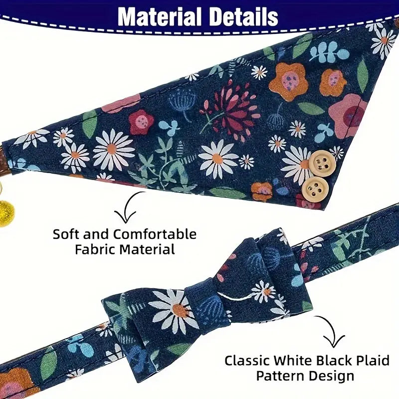 Custome Dog Collar And Leash Set, Classic Dog Bandana Collar With Bell, Dog Leash, Adjustable Collars For Small Medium Large Dogs, Holiday Ideal Gift